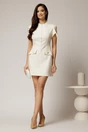 Rochie DY Fashion ivoar scurta cu nasturi pe bust si croi cambrat, 3, dyfashion.ro