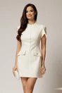 Rochie DY Fashion ivoar scurta cu nasturi pe bust si croi cambrat, 1, dyfashion.ro