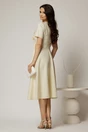 Rochie DY Fashion ivoar unt cu funde pe bust si maneci scurte, 2, dyfashion.ro