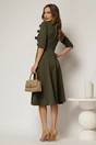 Rochie DY Fashion kaki cu funde pe bust si maneci trei sferturi, 2, dyfashion.ro