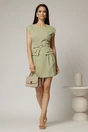 Rochie DY Fashion kaki scurta cu peplum si curea in talie, 3, dyfashion.ro