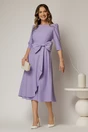 Rochie DY Fashion lila cu funda ampla in talie decolteu rotund maneci trei sferturi, 3, dyfashion.ro
