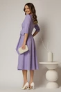 Rochie DY Fashion lila cu funda ampla in talie decolteu rotund maneci trei sferturi, 2, dyfashion.ro