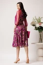 Rochie DY Fashion din voal lila cu imprimeuri florale si maneci din organza, 2, dyfashion.ro