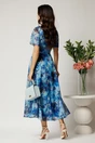 Rochie DY Fashion lunga albastra cu imprimeu floral din voal in croi clos, 2, dyfashion.ro