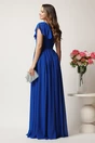Rochie DY Fashion lunga albastra in clos din voal cu volanas la bust si crapatura pe picior, 2, dyfashion.ro