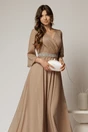 Rochie DY Fashion lunga bej din voal cu fir lurex, 3, dyfashion.ro