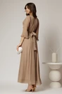 Rochie DY Fashion lunga bej din voal cu fir lurex, 2, dyfashion.ro