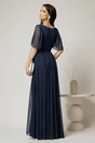 Rochie DY Fashion lunga bleumarin de seara din voal cu decolteu inima, 2, dyfashion.ro