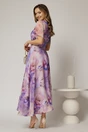Rochie DY Fashion lunga cu imprimeu lila din voal creponat cu rijelina, 2, dyfashion.ro