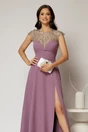 Rochie DY Fashion lunga lila de seara cu aplicatii la bust, 3, dyfashion.ro
