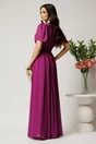 Rochie DY Fashion lunga magenta din voal in clos cu strasuri si tull la decolteu, 2, dyfashion.ro
