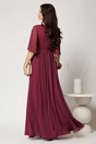 Rochie DY Fashion lunga magenta din voal in clos cu crapatura pe picior, 3, dyfashion.ro