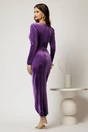 Rochie DY Fashion lunga mov din catifea cu slit si nasturi decorativi, 2, dyfashion.ro