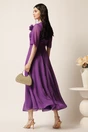 Rochie DY Fashion lunga mov din voal cu fir lurex in clos cu accesoriu la bust, 2, dyfashion.ro