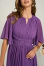 Rochie DY Fashion lunga mov din voal in clos cu crapatura pe picior, 3, dyfashion.ro