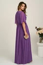 Rochie DY Fashion lunga mov din voal in clos cu crapatura pe picior, 2, dyfashion.ro