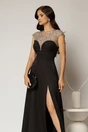 Rochie DY Fashion lunga neagra de seara cu aplicatii la bust, 3, dyfashion.ro