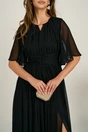 Rochie DY Fashion lunga neagra din voal in clos cu crapatura pe picior, 3, dyfashion.ro