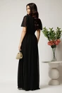 Rochie DY Fashion lunga neagra din voal in clos cu strasuri si tull la decolteu, 2, dyfashion.ro