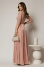 Rochie DY Fashion lunga roz de seara cu bustul din dantela, 2, dyfashion.ro