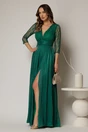 Rochie DY Fashion lunga verde de seara cu bustul din dantela, 1, dyfashion.ro