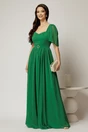Rochie DY Fashion lunga verde de seara din voal cu decolteu inima, 1, dyfashion.ro