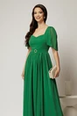 Rochie DY Fashion lunga verde de seara din voal cu decolteu inima, 3, dyfashion.ro