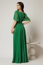 Rochie DY Fashion lunga verde de seara din voal cu decolteu inima, 2, dyfashion.ro