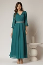 Rochie DY Fashion lunga verde din voal cu fir lurex, 1, dyfashion.ro