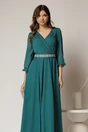Rochie DY Fashion lunga verde din voal cu fir lurex, 3, dyfashion.ro