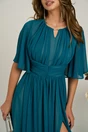 Rochie DY Fashion lunga verde din voal in clos cu crapatura pe picior, 3, dyfashion.ro