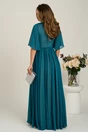 Rochie DY Fashion lunga verde din voal in clos cu crapatura pe picior, 2, dyfashion.ro