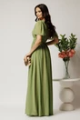 Rochie DY Fashion lunga verde fistic din voal in clos cu strasuri si tull la decolteu, 2, dyfashion.ro