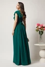Rochie DY Fashion lunga verde in clos din voal cu volanas la bust si crapatura pe picior, 3, dyfashion.ro