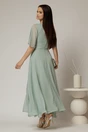 Rochie DY Fashion lunga verde menta din voal cu fir lurex in clos cu accesoriu la bust, 2, dyfashion.ro