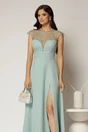 Rochie DY Fashion lunga verde mint de seara cu aplicatii la bust, 3, dyfashion.ro