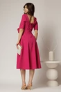 Rochie DY Fashion magenta cu decolteu inima si detaliu floral in talie, 2, dyfashion.ro