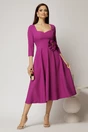 Rochie DY Fashion magenta de ocazie cu decolteu inima si detaliu pe talie, 3, dyfashion.ro