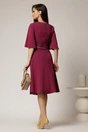 Rochie DY Fashion magenta din crep cu pliuri pe fusta si banda in talie, 2, dyfashion.ro