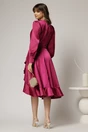 Rochie DY Fashion magenta din satin plin cu croi asimetric, 2, dyfashion.ro