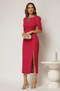 Rochie DY Fashion magenta midi cu crepeu maxi si aplicatii la bust, 3, dyfashion.ro