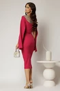 Rochie DY Fashion magenta midi cu manecile lungi crapate si aplicatii la bust, 2, dyfashion.ro