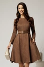 Rochie DY Fashion maro clos din piele intoarsa si curea in talie, 1, dyfashion.ro