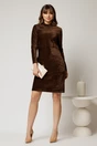 Rochie DY Fashion maro dreapta din catifea velurata, 3, dyfashion.ro