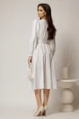 Rochie DY Fashion midi alba din bumbac cu nasturi pe bust si cordon in talie, 2, dyfashion.ro