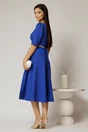 Rochie DY Fashion midi albastra cu cordon cu pene si perle in talie, 2, dyfashion.ro
