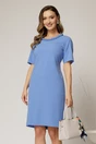 Rochie DY Fashion midi albastra cu impletitura la decolteu si adaos de viscoza, 1, dyfashion.ro