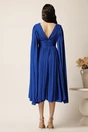 Rochie DY Fashion midi albastra din voal in clos cu nasturi si maneci ample, 2, dyfashion.ro