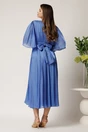 Rochie DY Fashion midi albastra din voal in clos cu tull la decolteu si crapatura pe picior, 2, dyfashion.ro